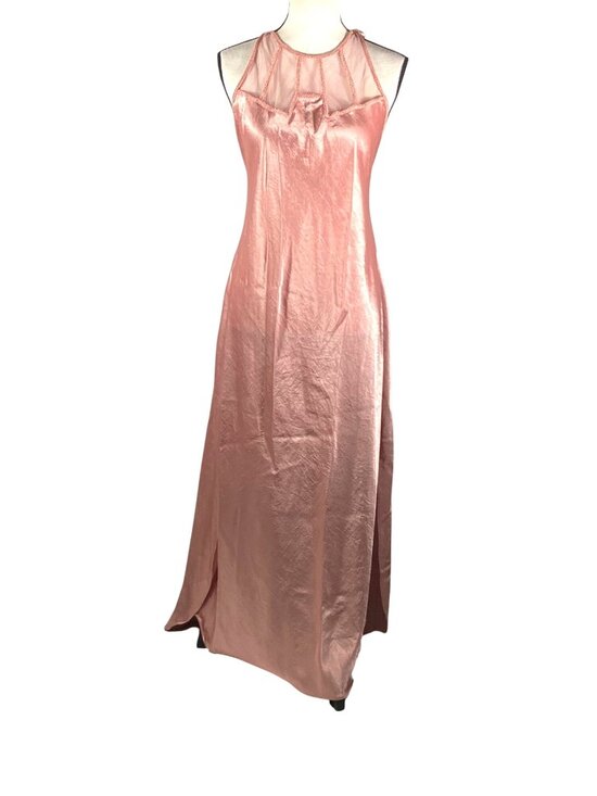 Victoria's Secret Dresses & Skirts - Vintage Victoria Secret gold label Satin Pink slip Dress Sheer Halter Neck L